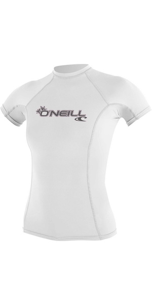 2026 O'Neill Womens Basic Skins Short Sleeve Crew Rash Vest 3548 - White
